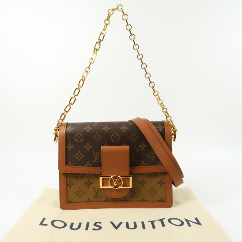 LOUIS VUITTON Monogram Reverse Dauphine MM金扣手挽肩背兩用袋-15