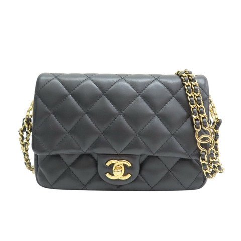 黑色 菱格紋 羊皮 Mini 翻蓋包 肩背包 金扣【CHANEL 香奈兒】 AS3757