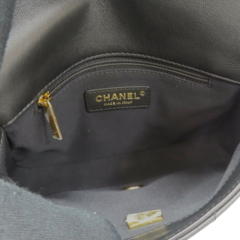 黑色 菱格紋 羊皮 Mini 翻蓋包 肩背包 金扣【CHANEL 香奈兒】 AS3757-2
