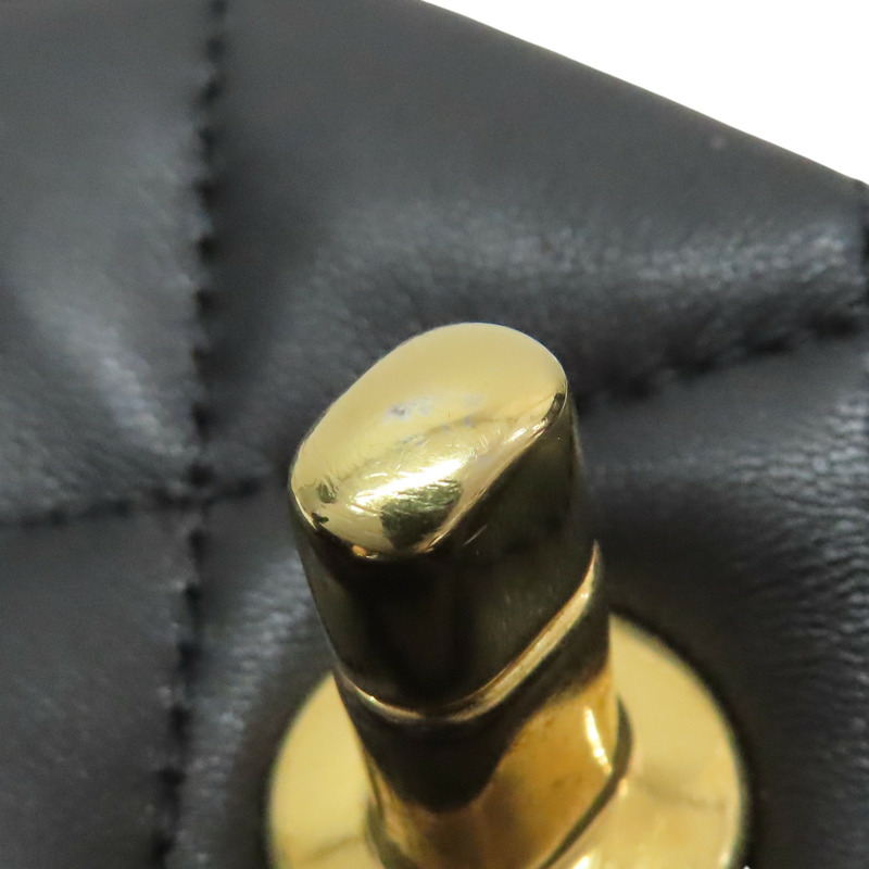 黑色 菱格紋 羊皮 Mini 翻蓋包 肩背包 金扣【CHANEL 香奈兒】 AS3757-11