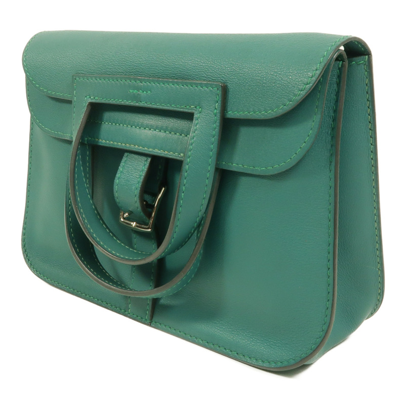 HERMES Swift皮革Mini Halzan手挽肩背兩用袋Vert Verone-2