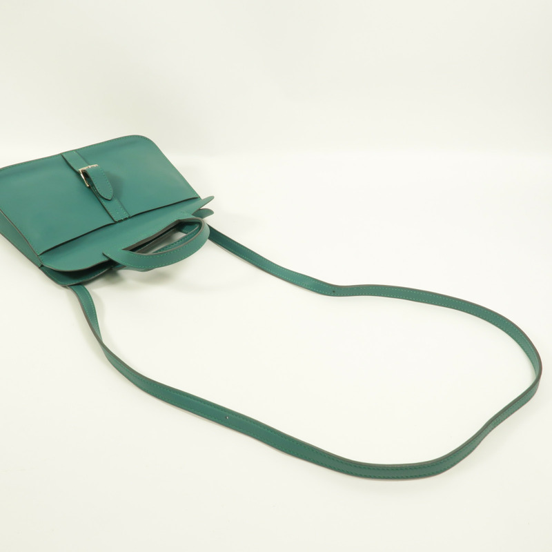 HERMES Swift皮革Mini Halzan手挽肩背兩用袋Vert Verone-7
