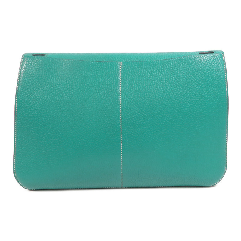 HERMES Clemence皮革Halzan 31手挽肩背兩用袋Bleu Paon-1