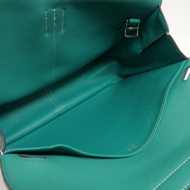 HERMES Clemence皮革Halzan 31手挽肩背兩用袋Bleu Paon-4