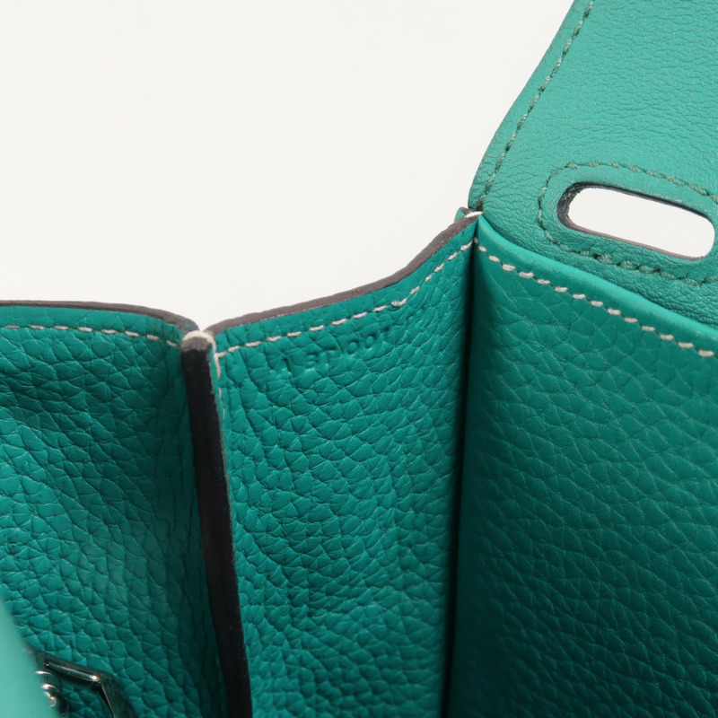 HERMES Clemence皮革Halzan 31手挽肩背兩用袋Bleu Paon-6