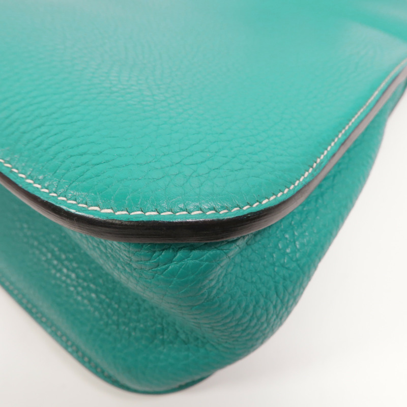 HERMES Clemence皮革Halzan 31手挽肩背兩用袋Bleu Paon-12