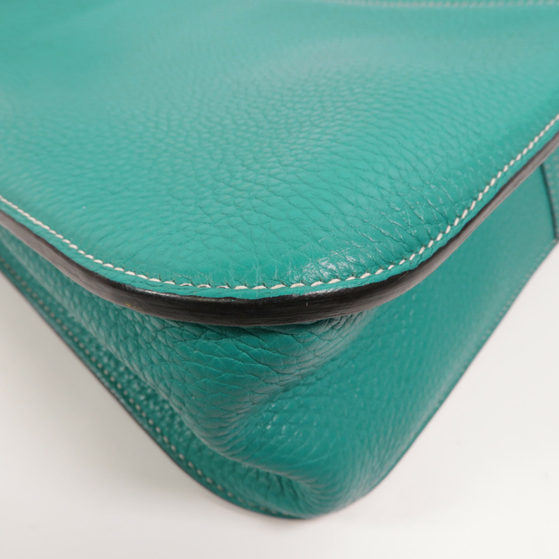 HERMES Clemence皮革Halzan 31手挽肩背兩用袋Bleu Paon-13