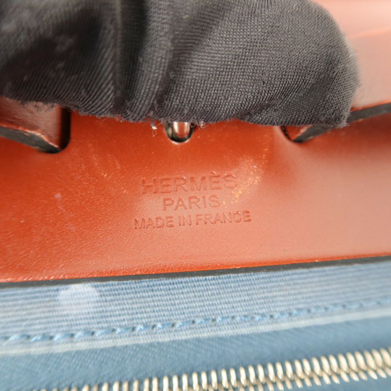 HERMES 帆布Herbag PM手挽肩背兩用袋Bleu Tempete-5