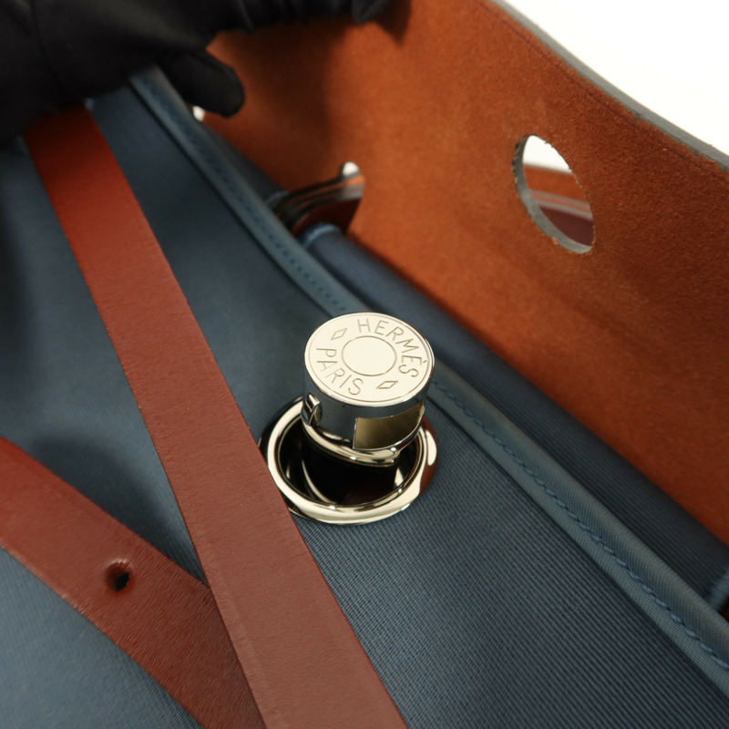 HERMES 帆布Herbag PM手挽肩背兩用袋Bleu Tempete-9
