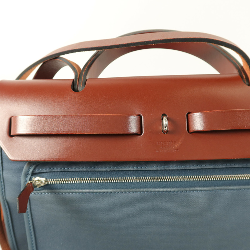 HERMES 帆布Herbag PM手挽肩背兩用袋Bleu Tempete-19
