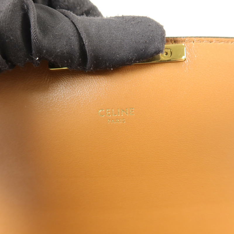 CELINE 棉布/牛皮皮革Medium Classique Triomphe肩背袋-5