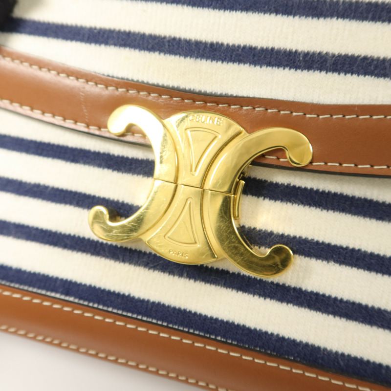 CELINE 棉布/牛皮皮革Medium Classique Triomphe肩背袋-9