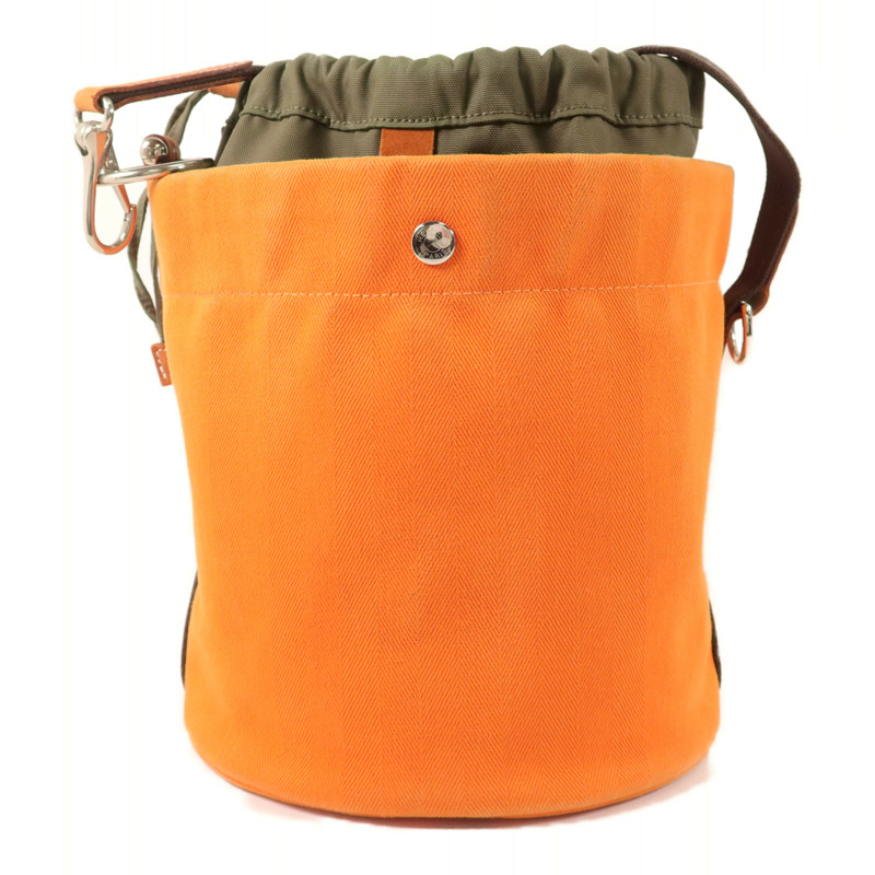 HERMES Toile Sac De Pansage Grooming Bucket Bag肩背袋Orange-1