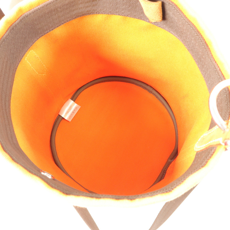 HERMES Toile Sac De Pansage Grooming Bucket Bag肩背袋Orange-5