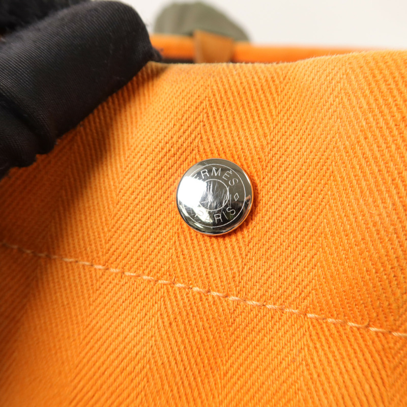 HERMES Toile Sac De Pansage Grooming Bucket Bag肩背袋Orange-9