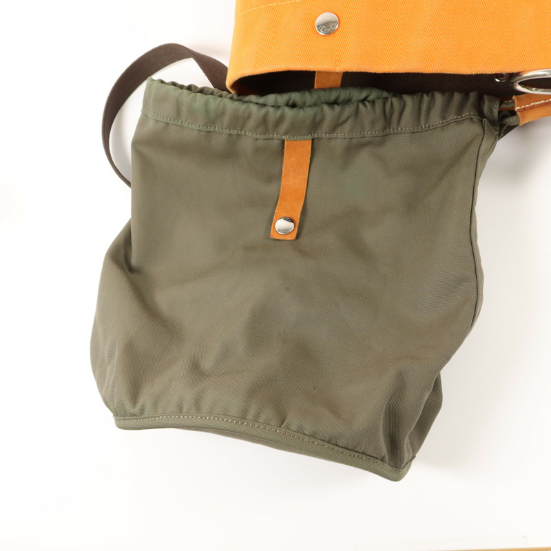 HERMES Toile Sac De Pansage Grooming Bucket Bag肩背袋Orange-10