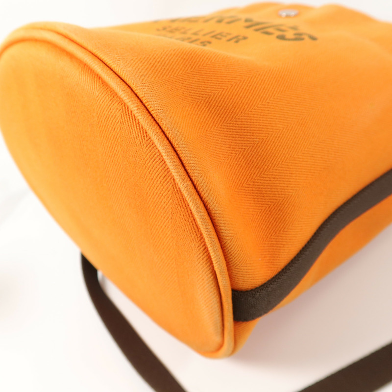 HERMES Toile Sac De Pansage Grooming Bucket Bag肩背袋Orange-11