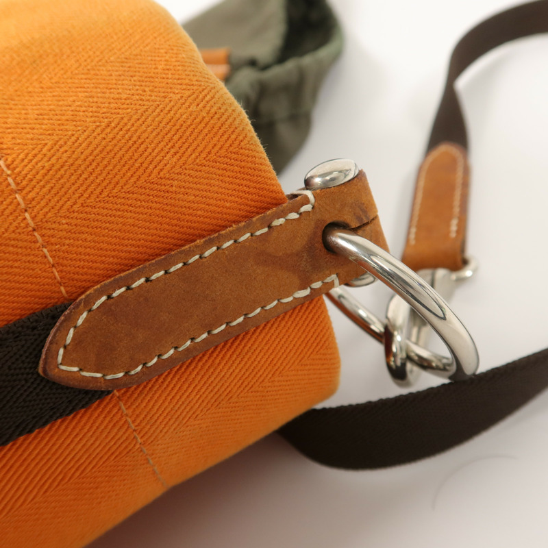 HERMES Toile Sac De Pansage Grooming Bucket Bag肩背袋Orange-17