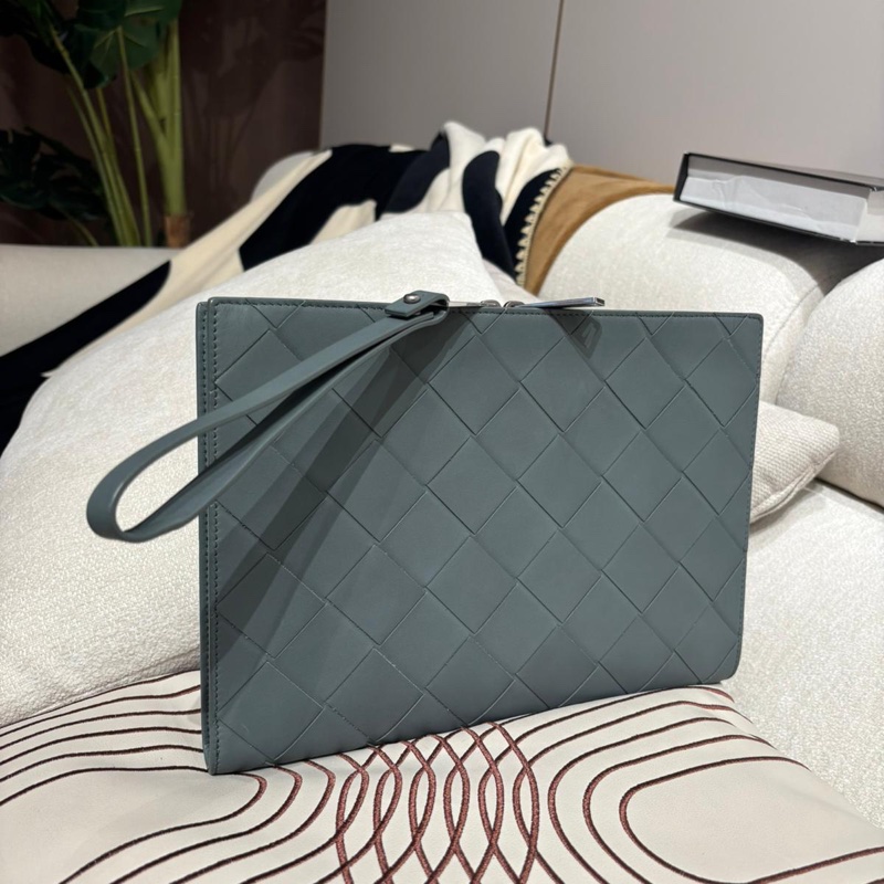 Bottega Veneta BV Grey Calfskin Clutch-3