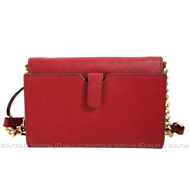金鐸精品~2526 MICHAEL KORS MK JET SET紅色防刮十字皮革紋WOC側肩背包-1