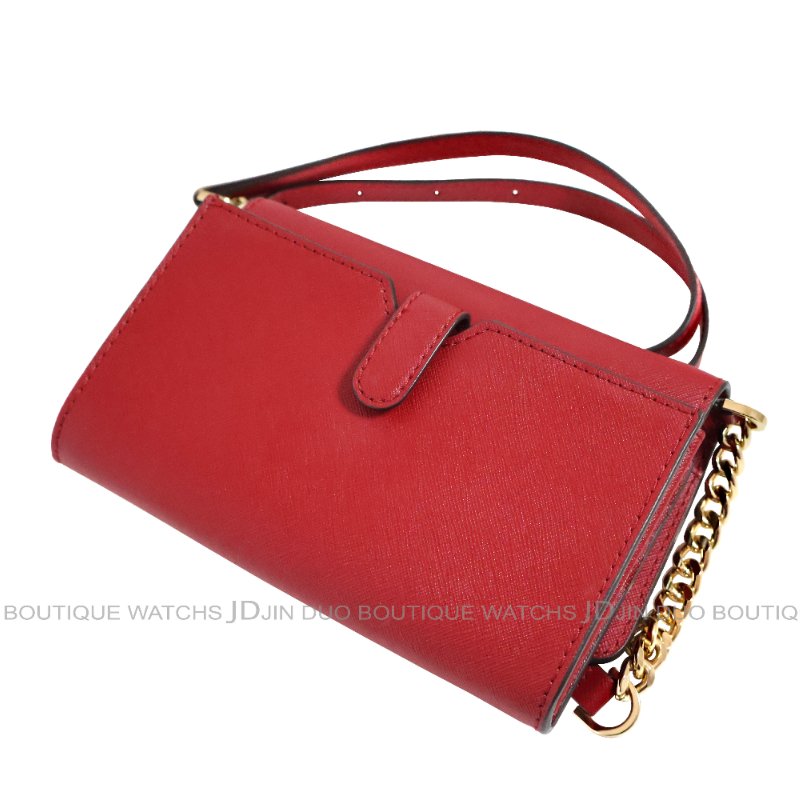 金鐸精品~2526 MICHAEL KORS MK JET SET紅色防刮十字皮革紋WOC側肩背包-4