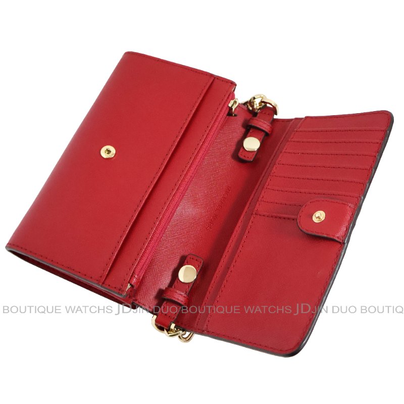 金鐸精品~2526 MICHAEL KORS MK JET SET紅色防刮十字皮革紋WOC側肩背包-6