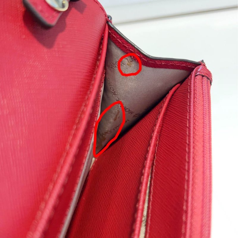 金鐸精品~2526 MICHAEL KORS MK JET SET紅色防刮十字皮革紋WOC側肩背包-8