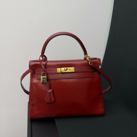 愛馬仕Hermes Kelly28 紅box皮 手提包