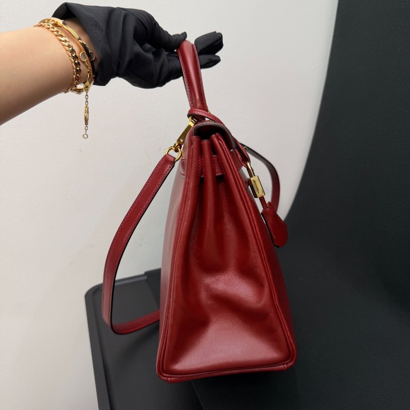 愛馬仕Hermes Kelly28 紅box皮 手提包-2