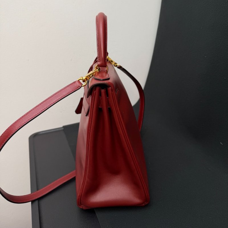 愛馬仕Hermes Kelly28 紅box皮 手提包-3