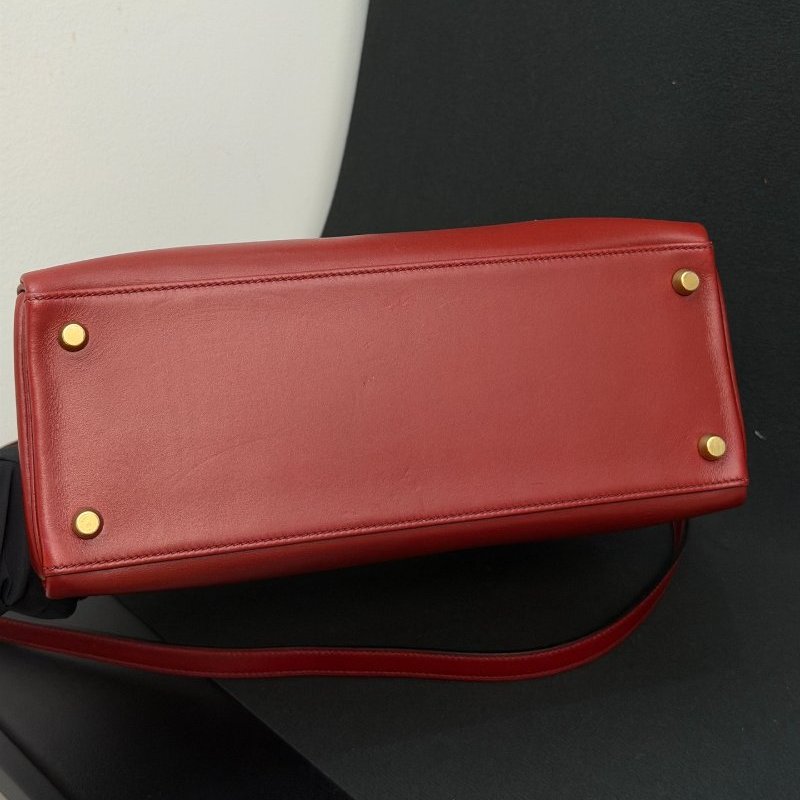愛馬仕Hermes Kelly28 紅box皮 手提包-5
