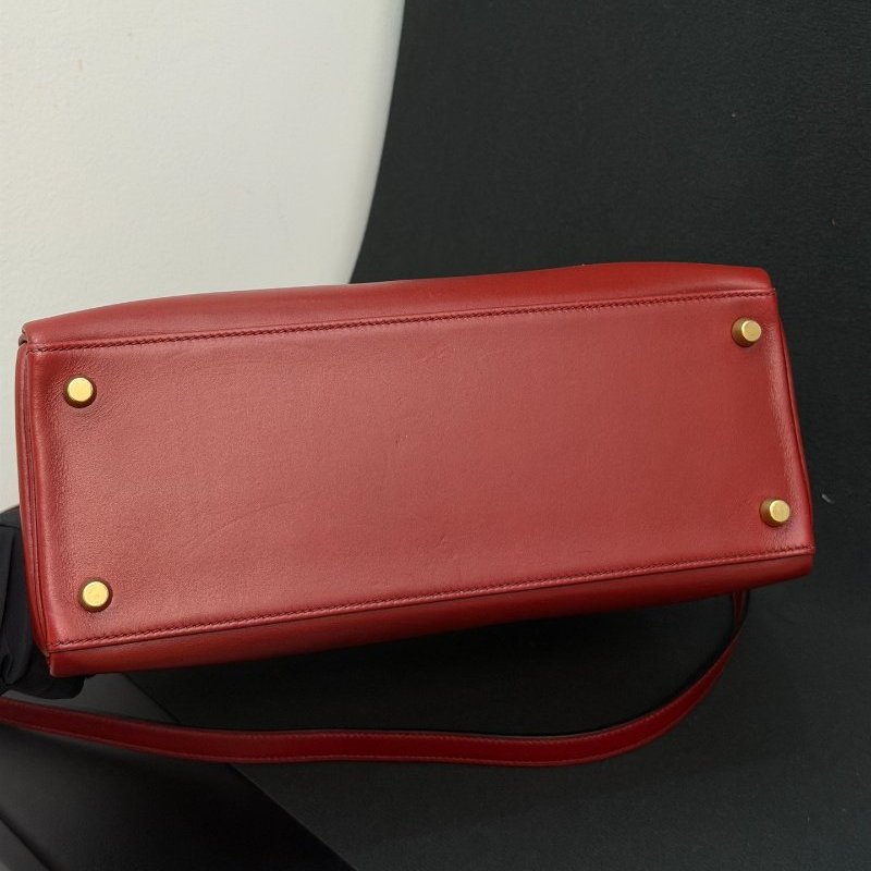 愛馬仕Hermes Kelly28 紅box皮 手提包-8
