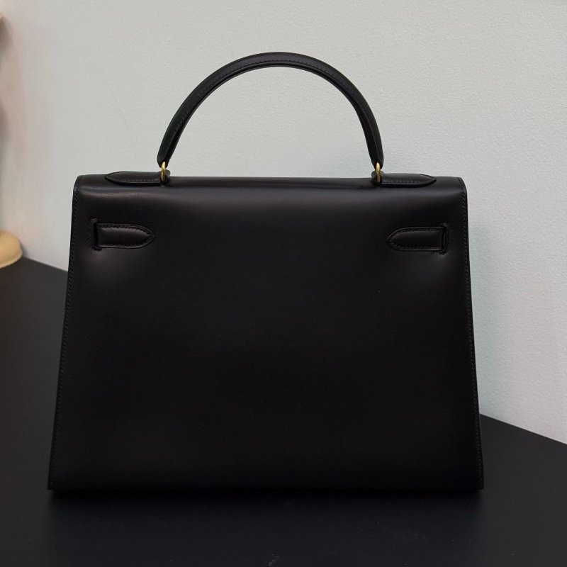 愛馬仕Hermes Kelly32 黑金box皮 手提包-1