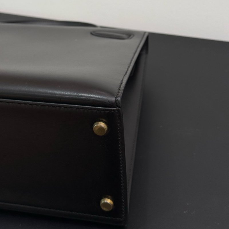 愛馬仕Hermes Kelly32 黑金box皮 手提包-8