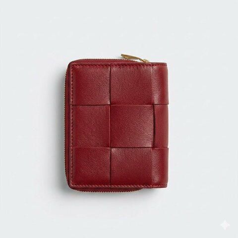 【BOTTEGA VENETA 寶緹嘉】專櫃經典款 大編織Nappa牛皮釦式短夾(752053-紅色)