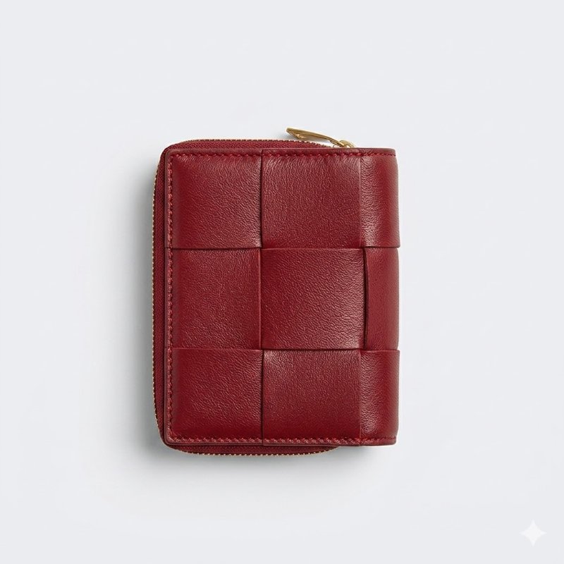 【BOTTEGA VENETA 寶緹嘉】專櫃經典款 大編織Nappa牛皮釦式短夾(752053-紅色)-0
