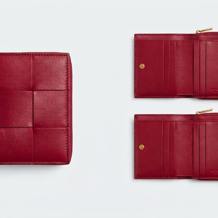 【BOTTEGA VENETA 寶緹嘉】專櫃經典款 大編織Nappa牛皮釦式短夾(752053-紅色)-2