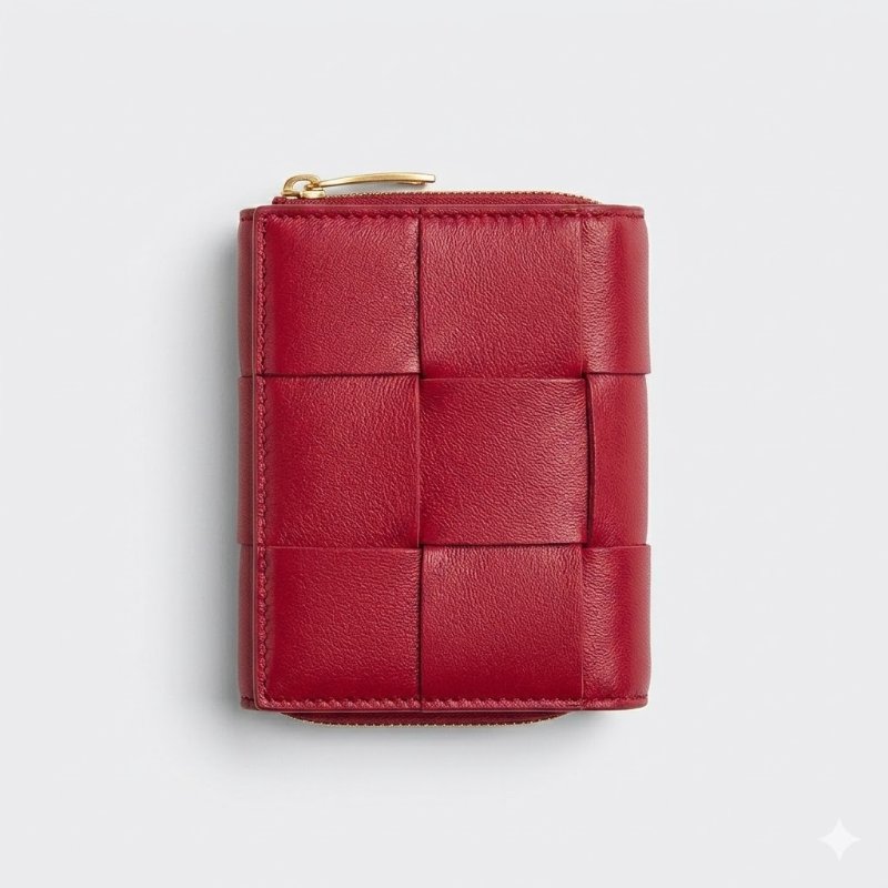 【BOTTEGA VENETA 寶緹嘉】專櫃經典款 大編織Nappa牛皮釦式短夾(752053-紅色)-3