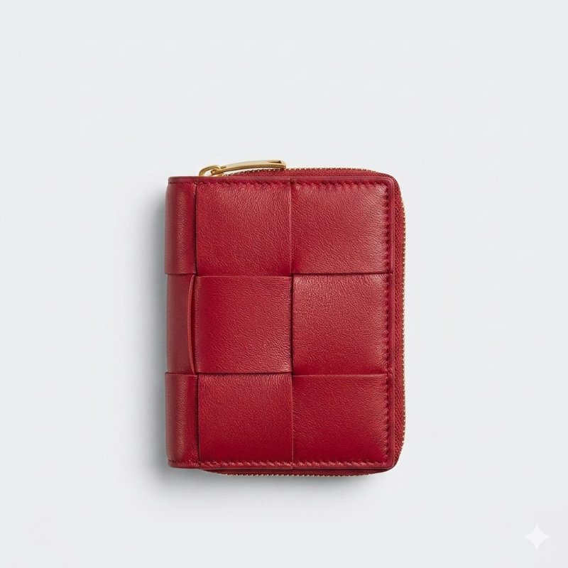 【BOTTEGA VENETA 寶緹嘉】專櫃經典款 大編織Nappa牛皮釦式短夾(752053-紅色)-5