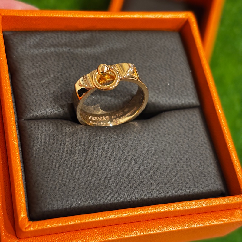 Hermes Collier de chien玫瑰金戒指-5