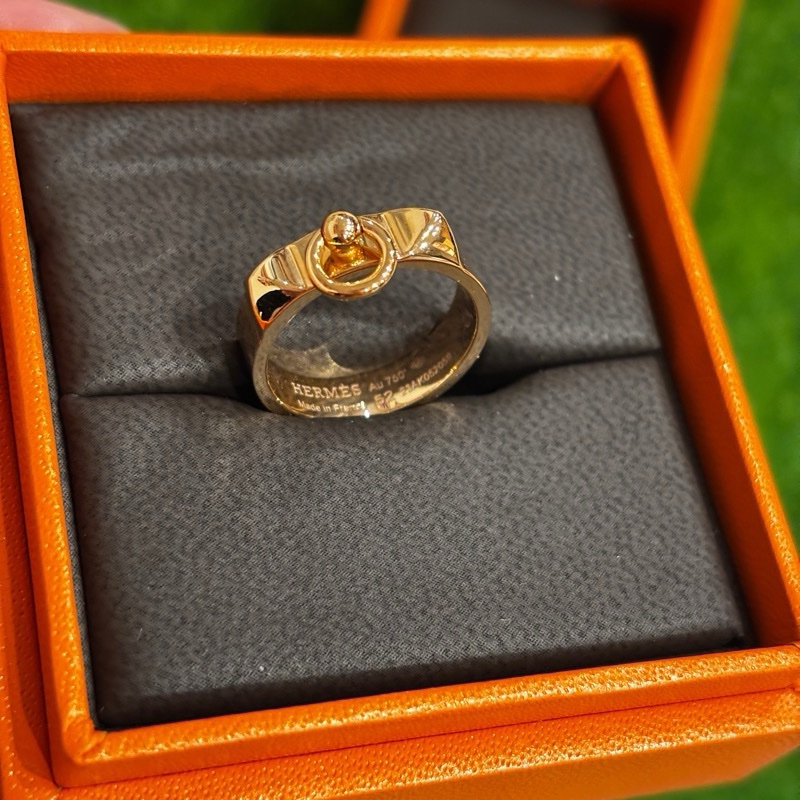 Hermes Collier de chien玫瑰金戒指-8