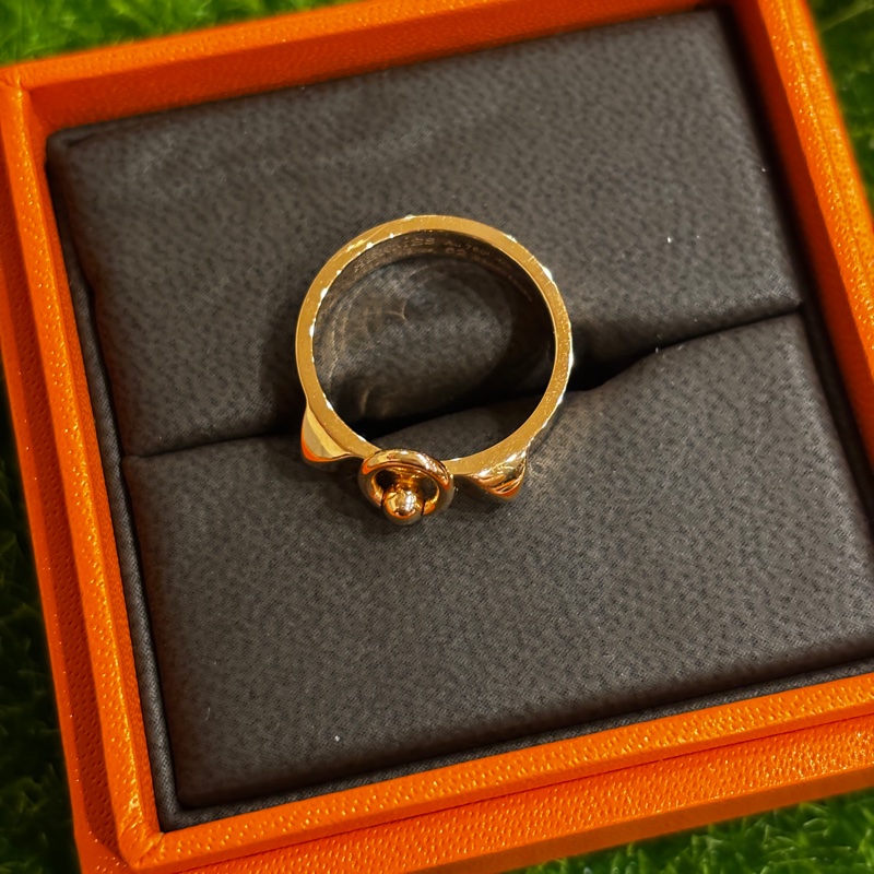 Hermes Collier de chien玫瑰金戒指-11