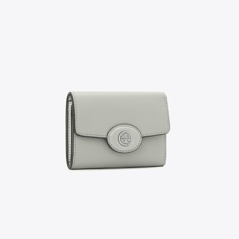 【TORY BURCH】專櫃經典款 Robinson 防刮皮革釦式三折短夾 手拿包 零錢包 (兩色可選)