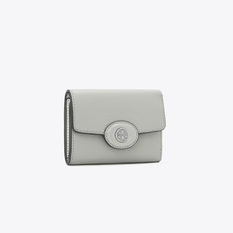【TORY BURCH】專櫃經典款 Robinson 防刮皮革釦式三折短夾 手拿包 零錢包 (兩色可選)-0