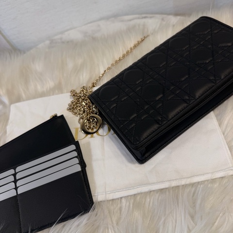 Dior lady Dior pouch 黑羊皮WOC斜肩背手拿包