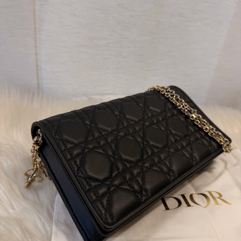 Dior lady Dior pouch 黑羊皮WOC斜肩背手拿包-12