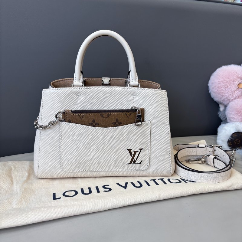 芯片款 路易威登/Louis Vuitton 奶白色水波紋Marelle BB蒙田包-0