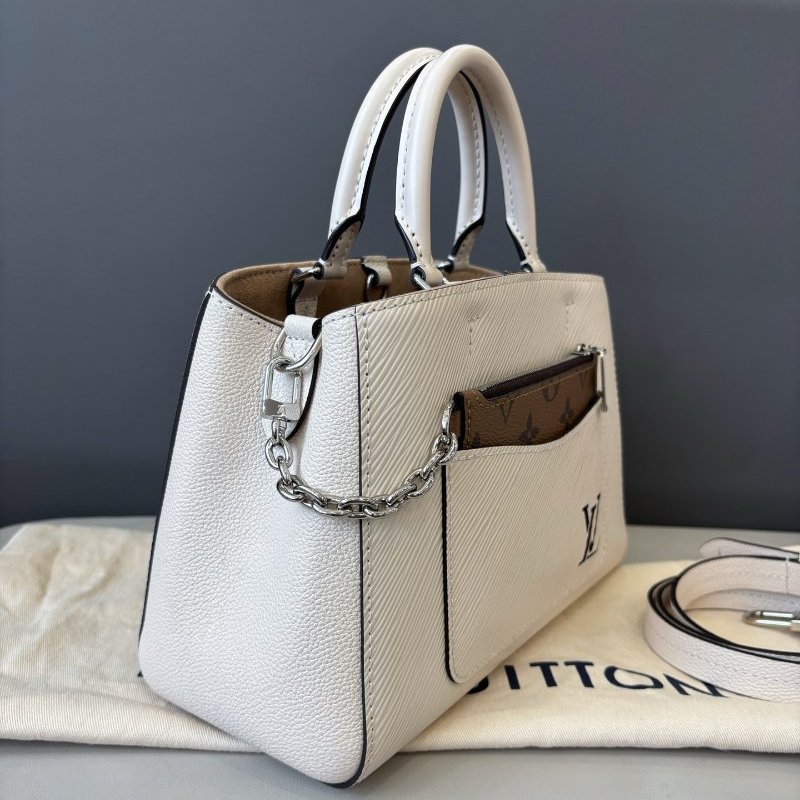 芯片款 路易威登/Louis Vuitton 奶白色水波紋Marelle BB蒙田包-2