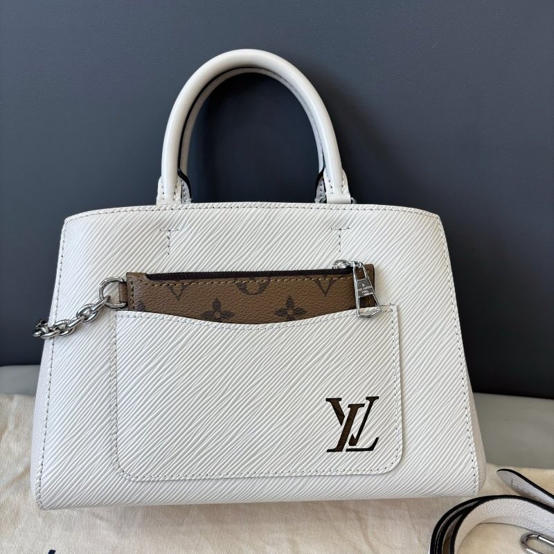 芯片款 路易威登/Louis Vuitton 奶白色水波紋Marelle BB蒙田包-5
