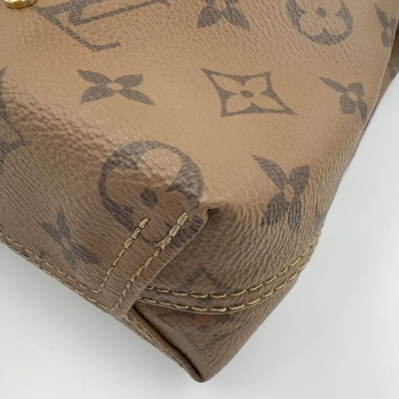 LV焦糖色原花Atlantis BB菜籃子手提鏈帶斜背包M46816-15